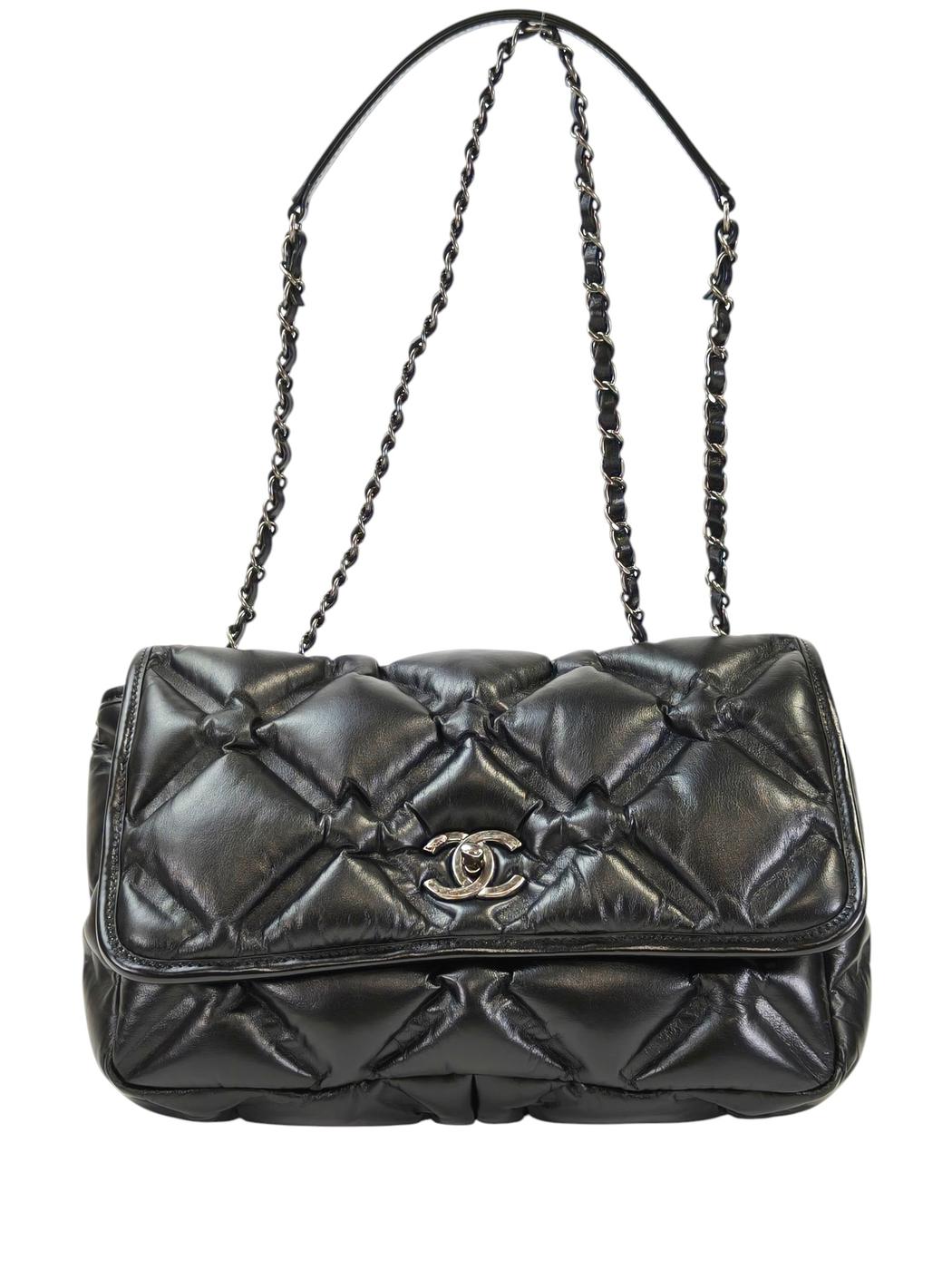 CHANEL シャネル バブルキルト Wチェーンショルダー 23番台 ブラック 管理番号：11565