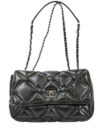 CHANEL シャネル バブルキルト Wチェーンショルダー 23番台 ブラック 管理番号：11565