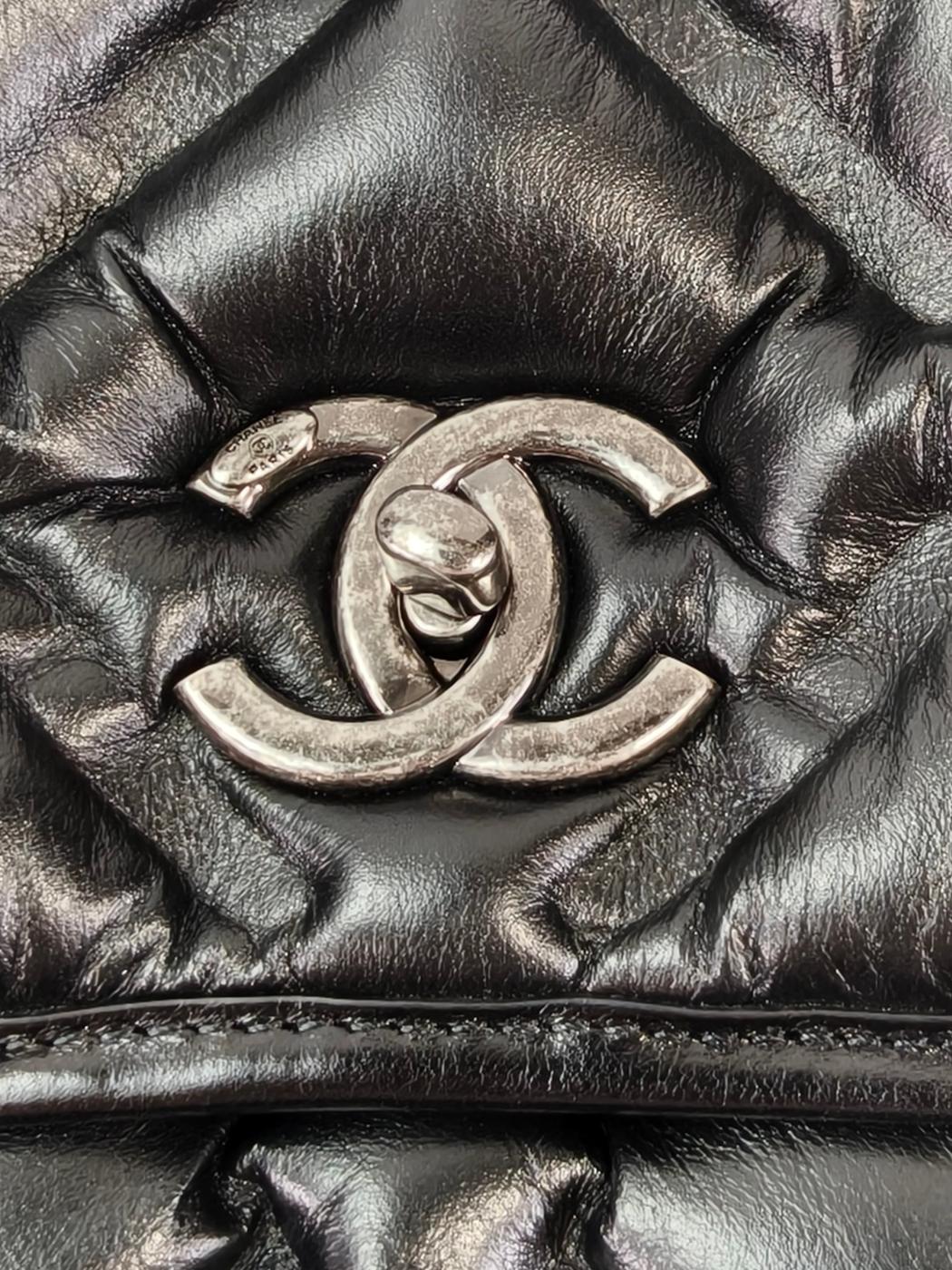 CHANEL シャネル バブルキルト Wチェーンショルダー 23番台 ブラック 管理番号：11565