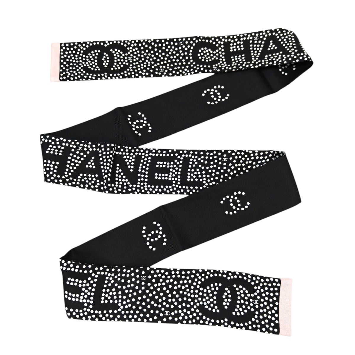 CHANEL シャネル ココマーク ドット柄 スカーフ ブラック×ホワイト 管理番号：11570