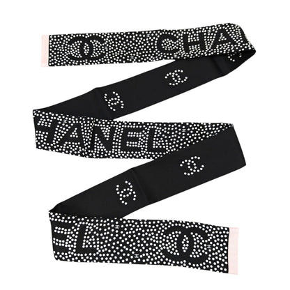CHANEL シャネル ココマーク ドット柄 スカーフ ブラック×ホワイト 管理番号：11570