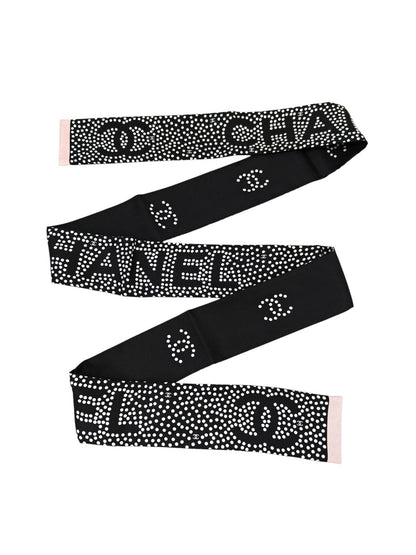 CHANEL シャネル ココマーク ドット柄 スカーフ ブラック×ホワイト 管理番号：11570