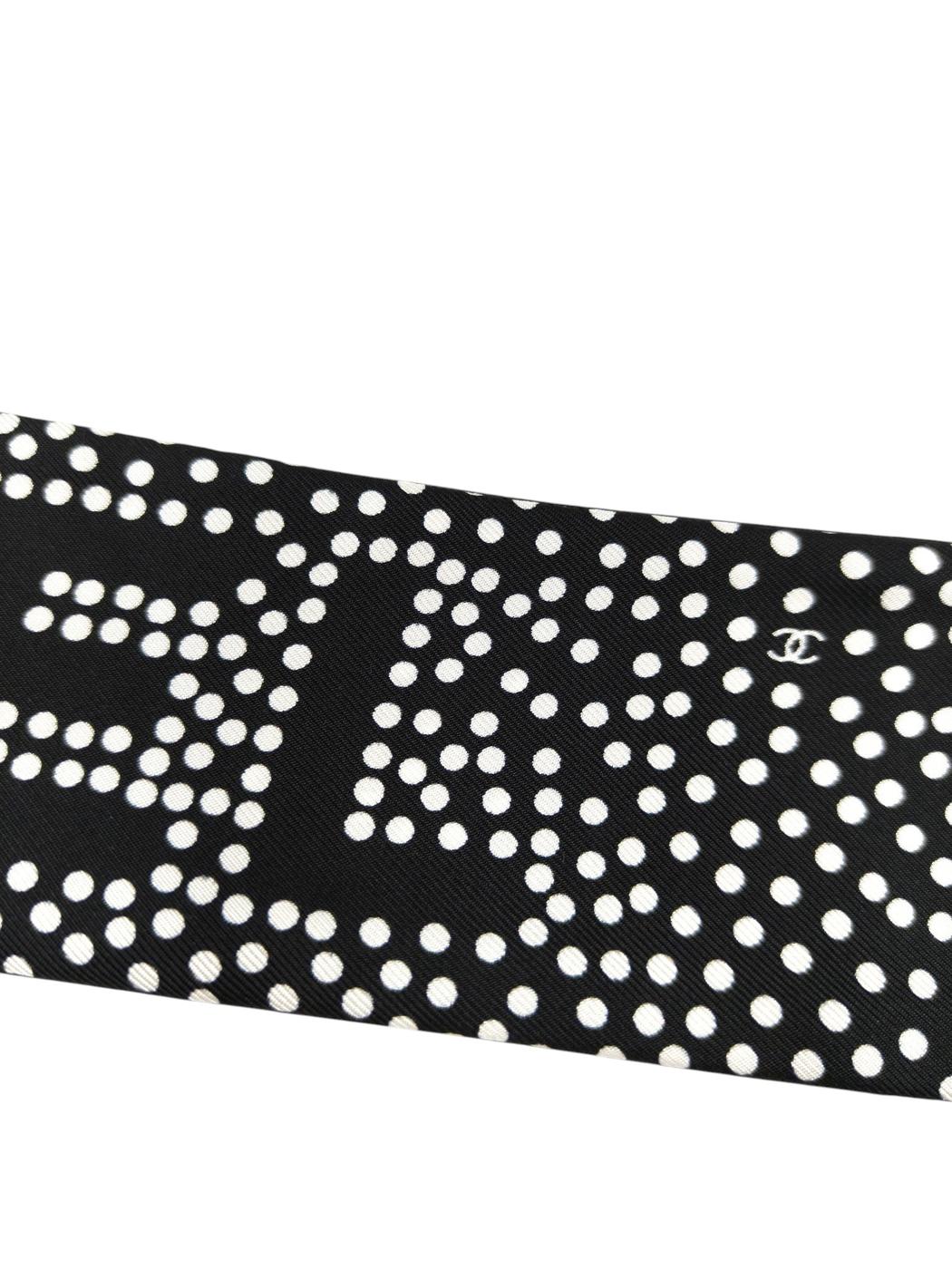CHANEL シャネル ココマーク ドット柄 スカーフ ブラック×ホワイト 管理番号：11570