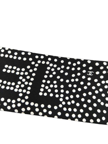 CHANEL シャネル ココマーク ドット柄 スカーフ ブラック×ホワイト 管理番号：11570