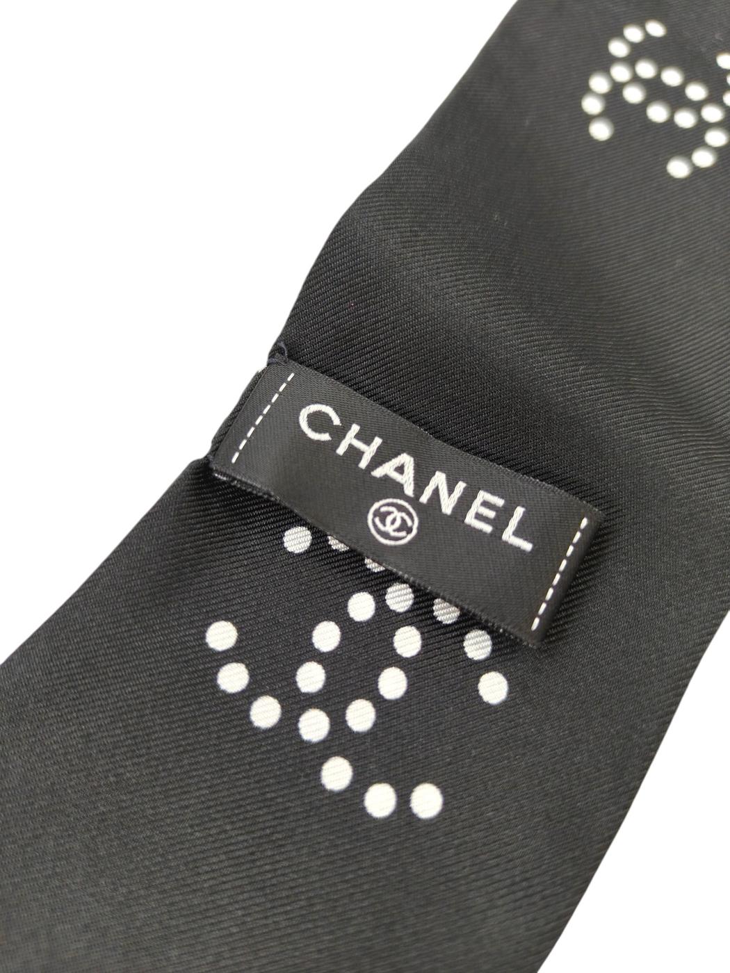 CHANEL シャネル ココマーク ドット柄 スカーフ ブラック×ホワイト 管理番号：11570