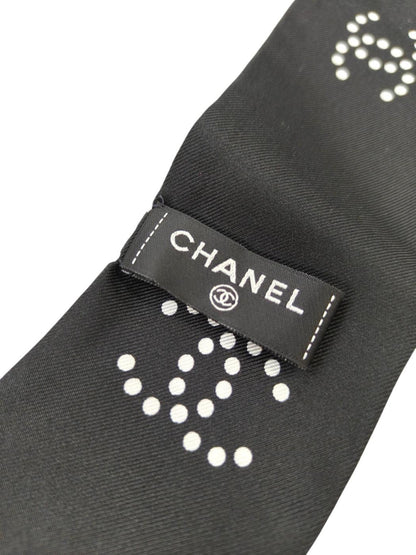 CHANEL シャネル ココマーク ドット柄 スカーフ ブラック×ホワイト 管理番号：11570