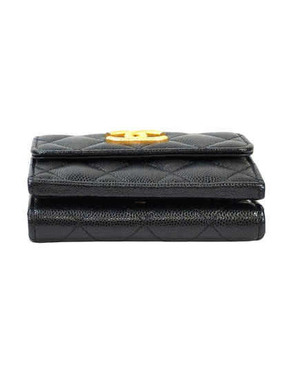 CHANEL シャネル マトラッセ ココマーク 三つ折り財布 ブラック 管理番号：11579
