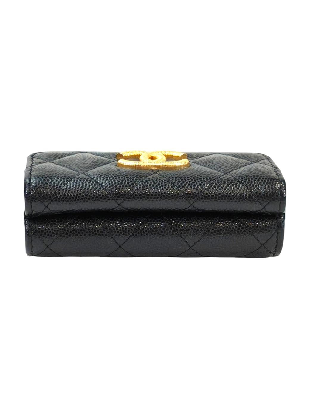CHANEL シャネル マトラッセ ココマーク 三つ折り財布 ブラック 管理番号：11579