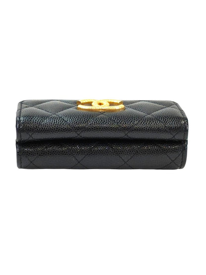 CHANEL シャネル マトラッセ ココマーク 三つ折り財布 ブラック 管理番号：11579