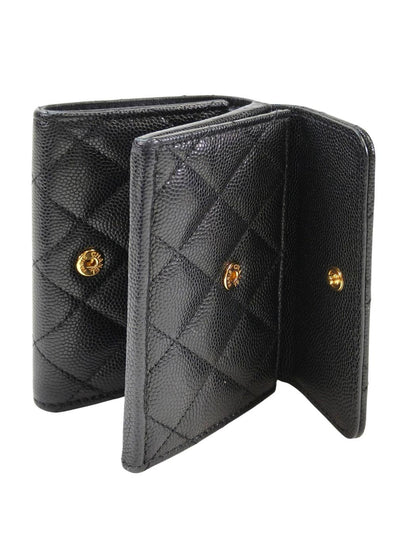CHANEL シャネル マトラッセ ココマーク 三つ折り財布 ブラック 管理番号：11579