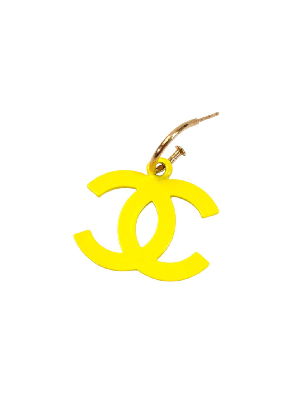 CHANEL シャネル ココマーク 03S刻印 フープピアス イエロー 管理番号：11591