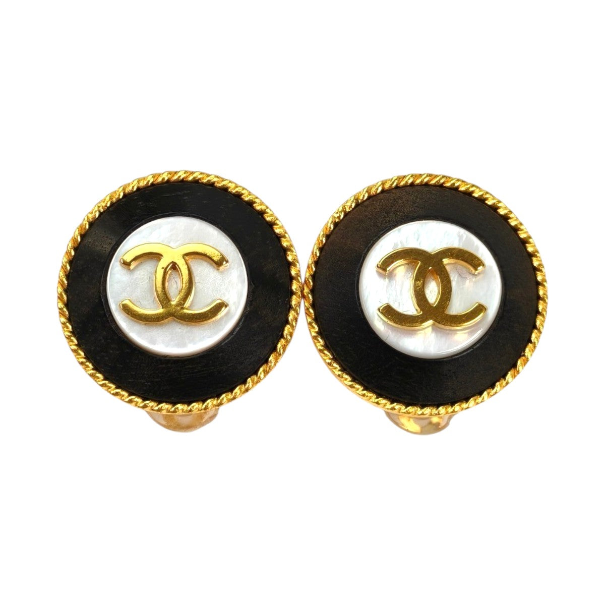 CHANEL シャネル ココマーク 1995年製 イヤリング ゴールド×ブラック 管理番号：11596