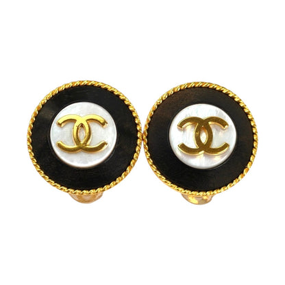 CHANEL シャネル ココマーク 1995年製 イヤリング ゴールド×ブラック 管理番号：11596