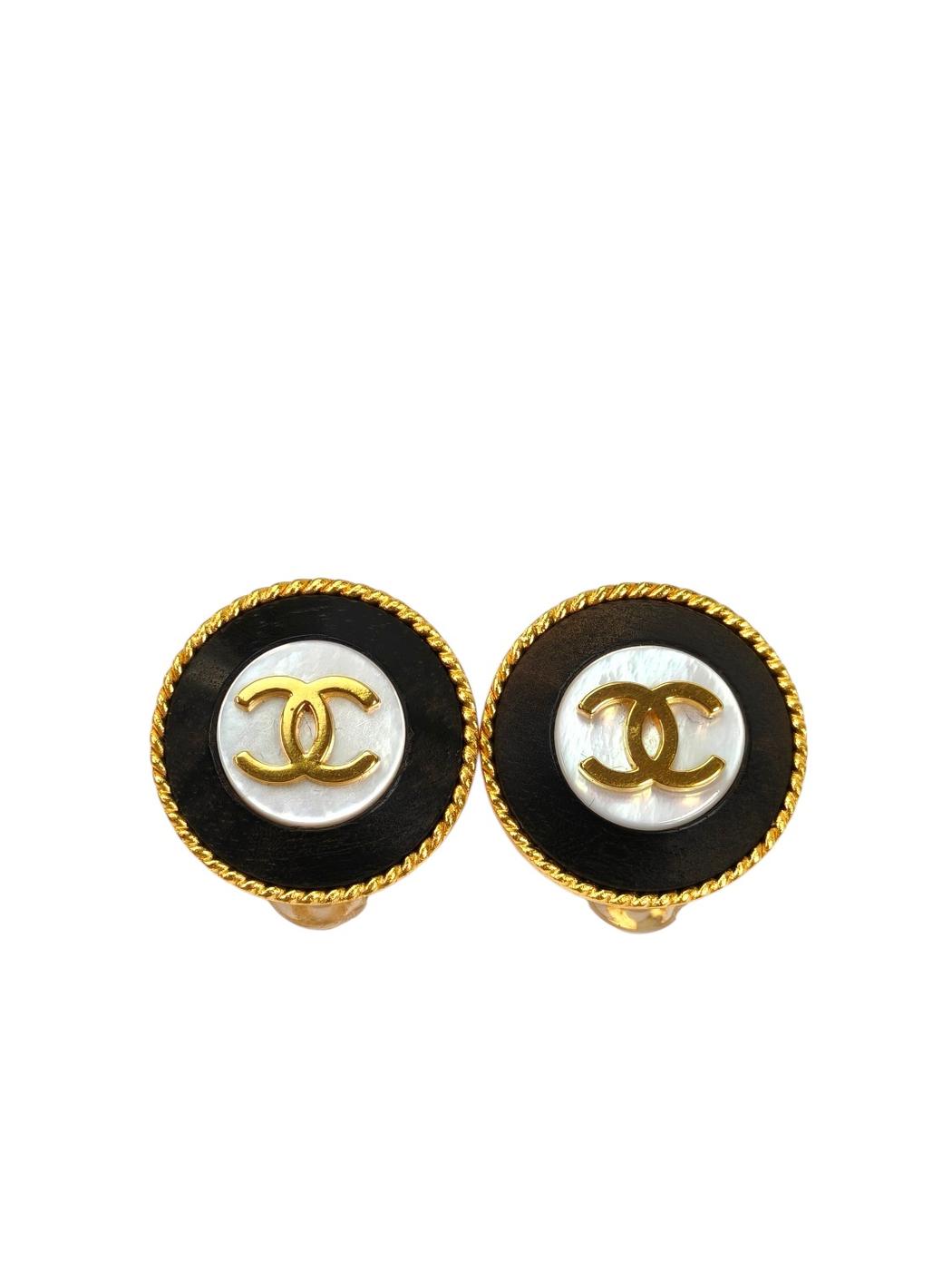 CHANEL シャネル ココマーク 1995年製 イヤリング ゴールド×ブラック 管理番号：11596