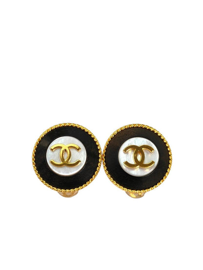 CHANEL シャネル ココマーク 1995年製 イヤリング ゴールド×ブラック 管理番号：11596