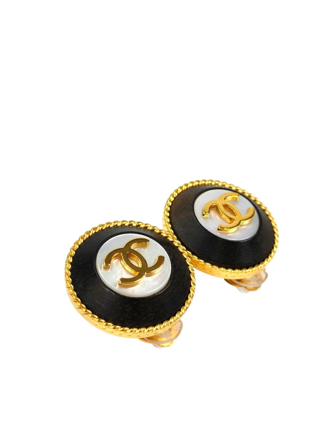 CHANEL シャネル ココマーク 1995年製 イヤリング ゴールド×ブラック 管理番号：11596