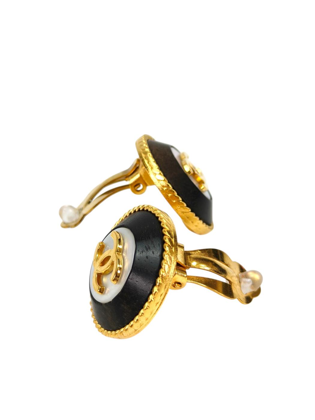 CHANEL シャネル ココマーク 1995年製 イヤリング ゴールド×ブラック