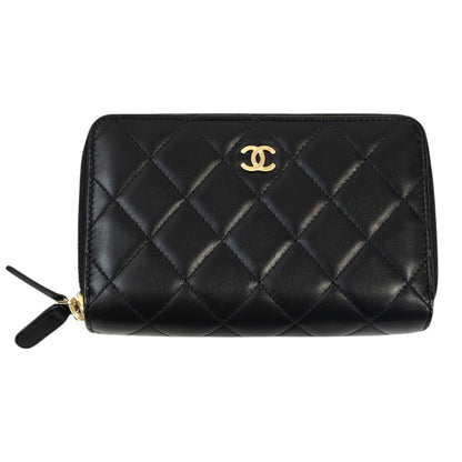 CHANEL シャネル ココマーク マトラッセ Wジップ コンパクト財布 ブラック 管理番号：11601