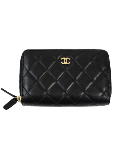 CHANEL シャネル ココマーク マトラッセ Wジップ コンパクト財布 ブラック 管理番号：11601