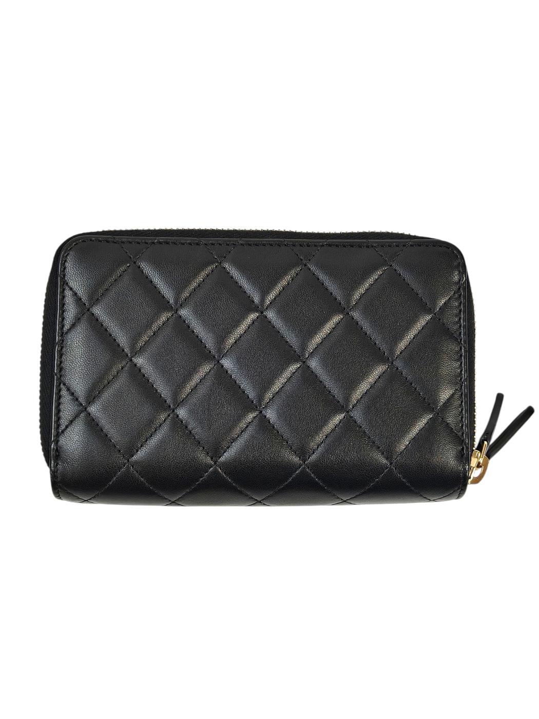 CHANEL シャネル ココマーク マトラッセ Wジップ コンパクト財布 ブラック 管理番号：11601
