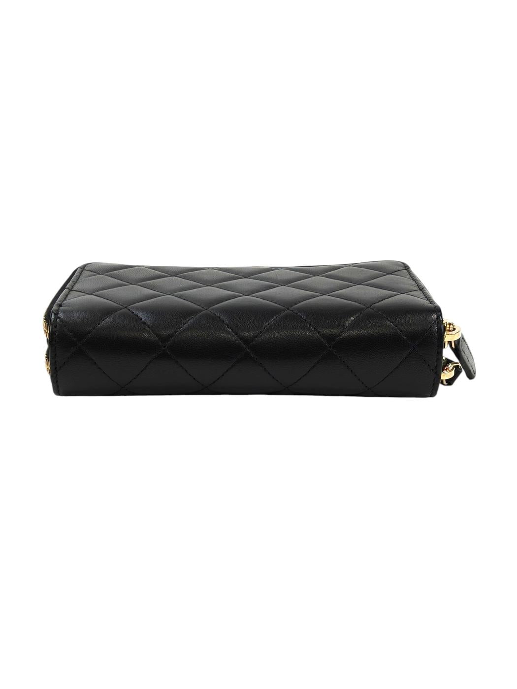 CHANEL シャネル ココマーク マトラッセ Wジップ コンパクト財布 ブラック 管理番号：11601