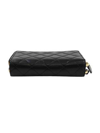 CHANEL シャネル ココマーク マトラッセ Wジップ コンパクト財布 ブラック 管理番号：11601