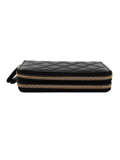 CHANEL シャネル ココマーク マトラッセ Wジップ コンパクト財布 ブラック 管理番号：11601