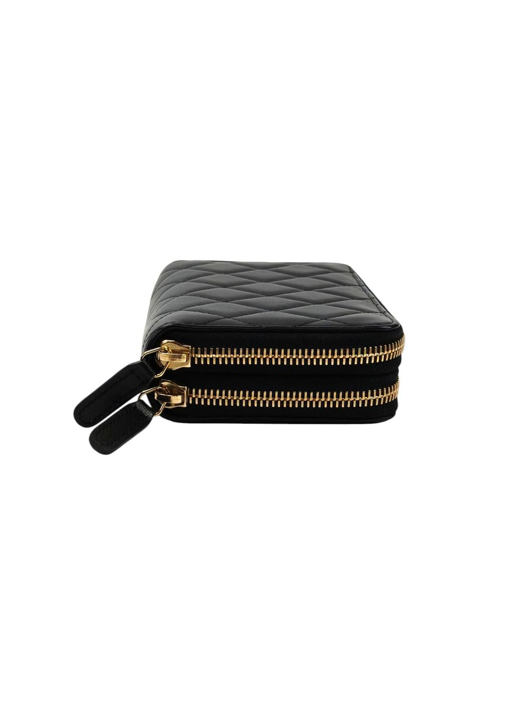 CHANEL シャネル ココマーク マトラッセ Wジップ コンパクト財布 ブラック 管理番号：11601