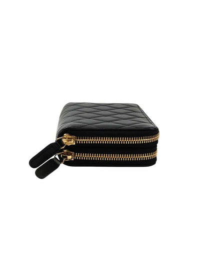 CHANEL シャネル ココマーク マトラッセ Wジップ コンパクト財布 ブラック 管理番号：11601