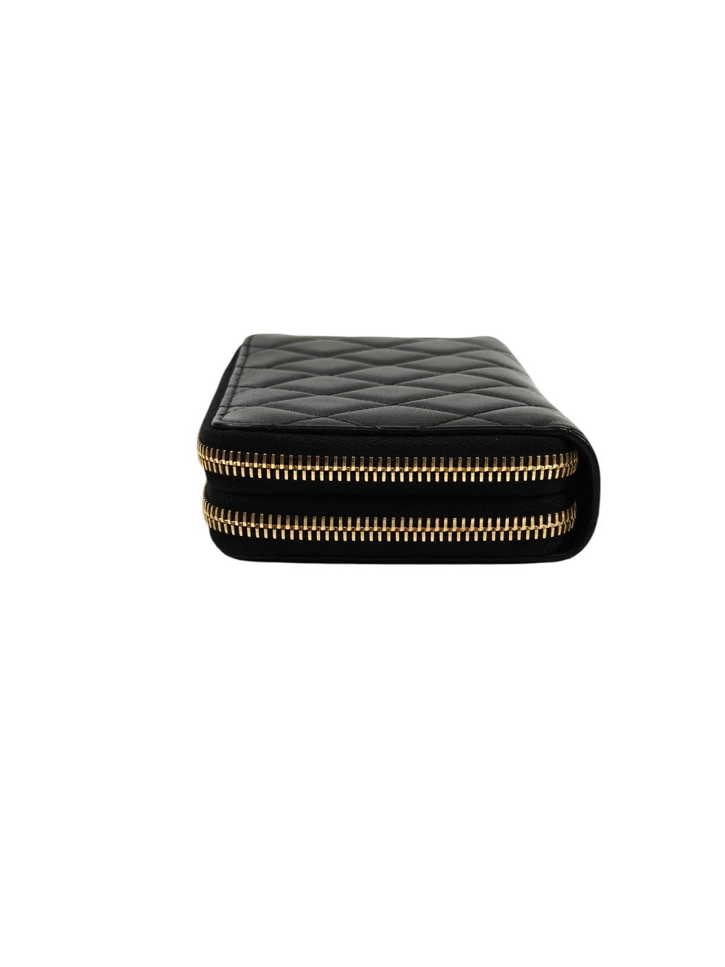 CHANEL シャネル ココマーク マトラッセ Wジップ コンパクト財布 ブラック 管理番号：11601
