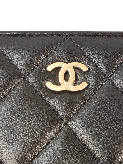 CHANEL シャネル ココマーク マトラッセ Wジップ コンパクト財布 ブラック 管理番号：11601