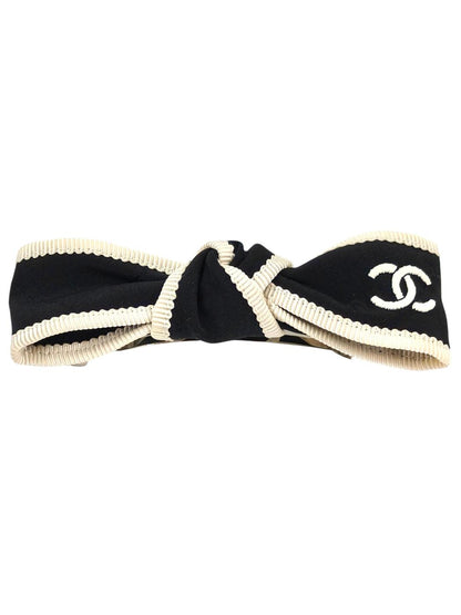 CHANEL シャネル ココマーク 2024年製 ボウ バレッタ ブラック×ホワイト 管理番号：11603
