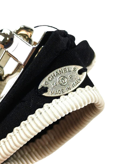 CHANEL シャネル ココマーク 2024年製 ボウ バレッタ ブラック×ホワイト 管理番号：11603