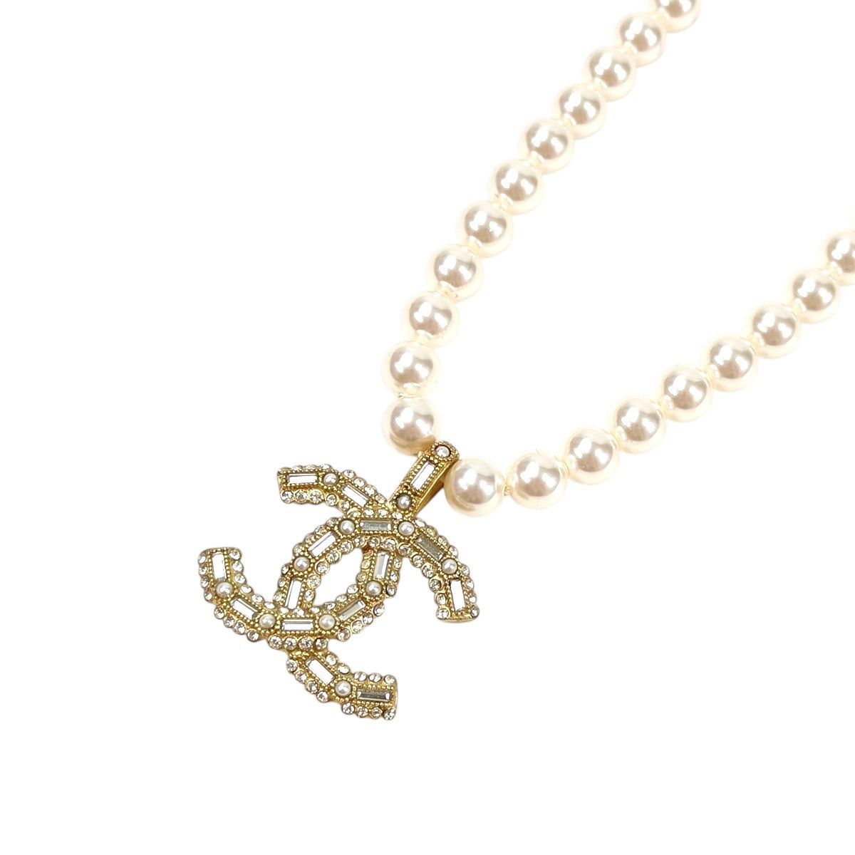 CHANEL シャネル ココマーク 2002年製 フェイクパール ネックレス ゴールド 管理番号：11612