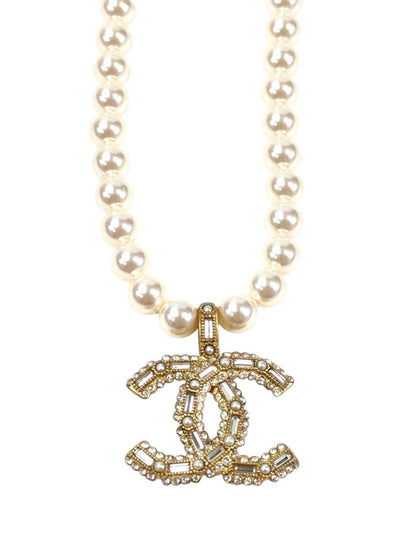 CHANEL シャネル ココマーク 2002年製 フェイクパール ネックレス ゴールド 管理番号：11612