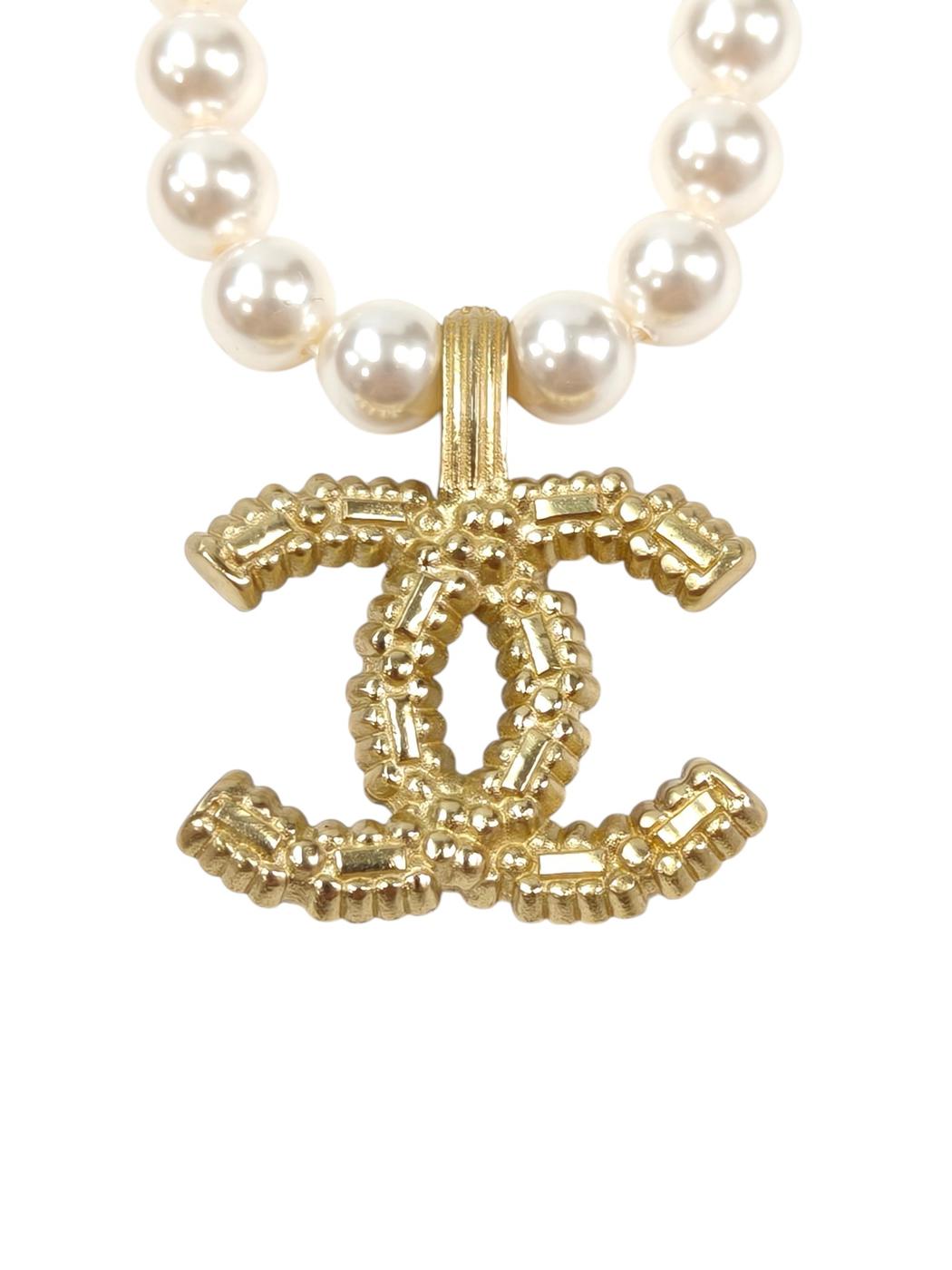 CHANEL シャネル ココマーク 2002年製 フェイクパール ネックレス ゴールド 管理番号：11612