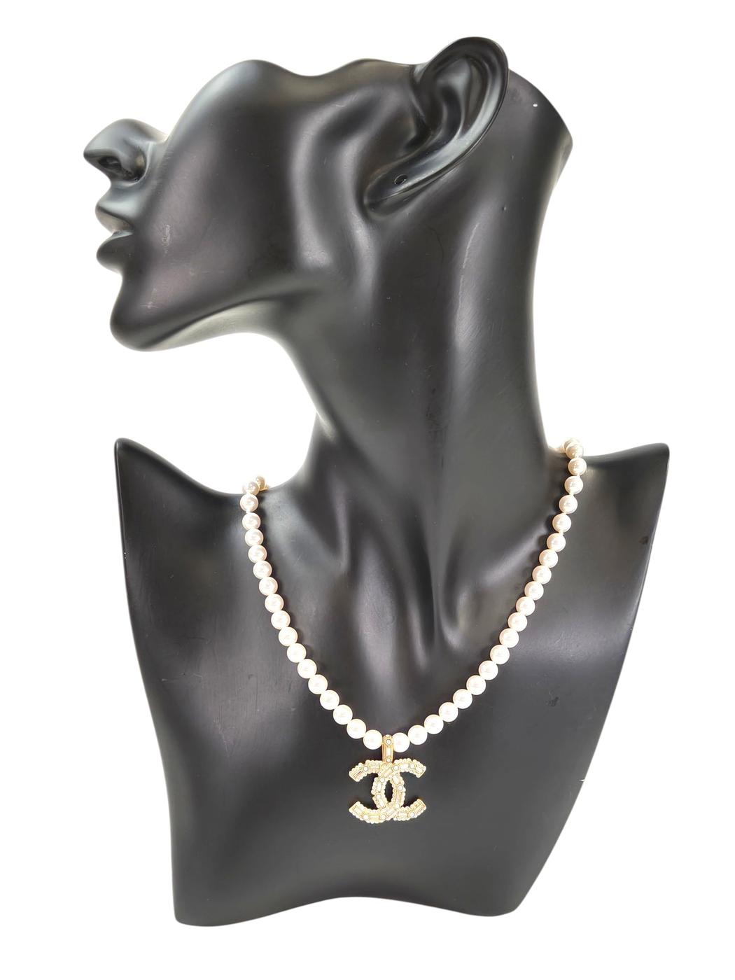 CHANEL シャネル ココマーク 2002年製 フェイクパール ネックレス ゴールド 管理番号：11612