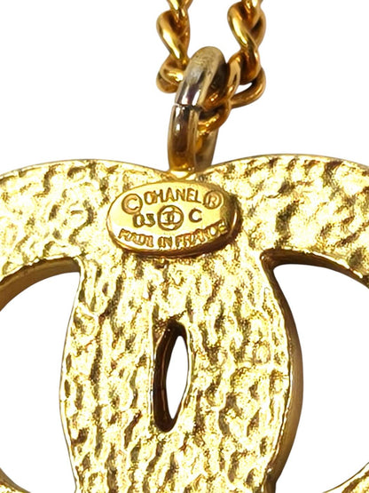CHANEL シャネル ココマーク ラインストーン コメ有 2003年製 ネックレス ゴールド 管理番号：11613