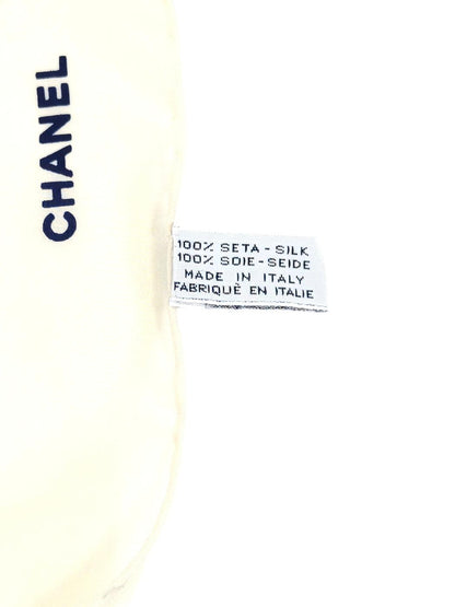 CHANEL シャネル ココマーク スカーフ ホワイト×ネイビー 管理番号：11616