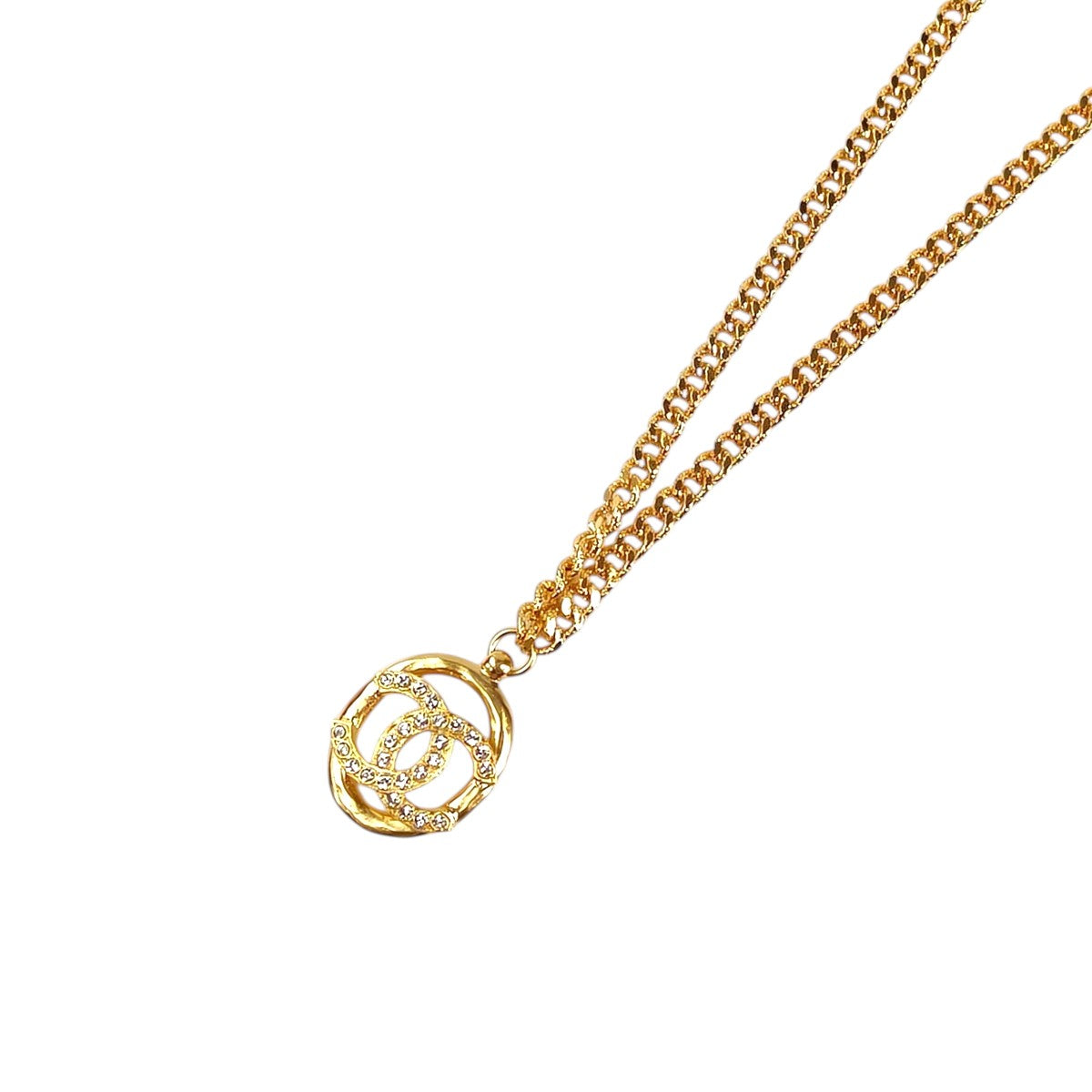 CHANEL シャネル ラウンド ラインストーン ココマーク ネックレス ゴールド 管理番号：11618