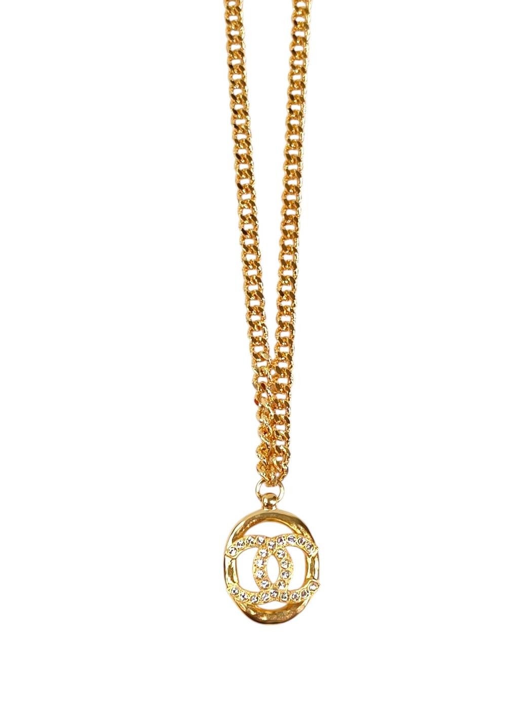 CHANEL シャネル ラウンド ラインストーン ココマーク ネックレス ゴールド 管理番号：11618