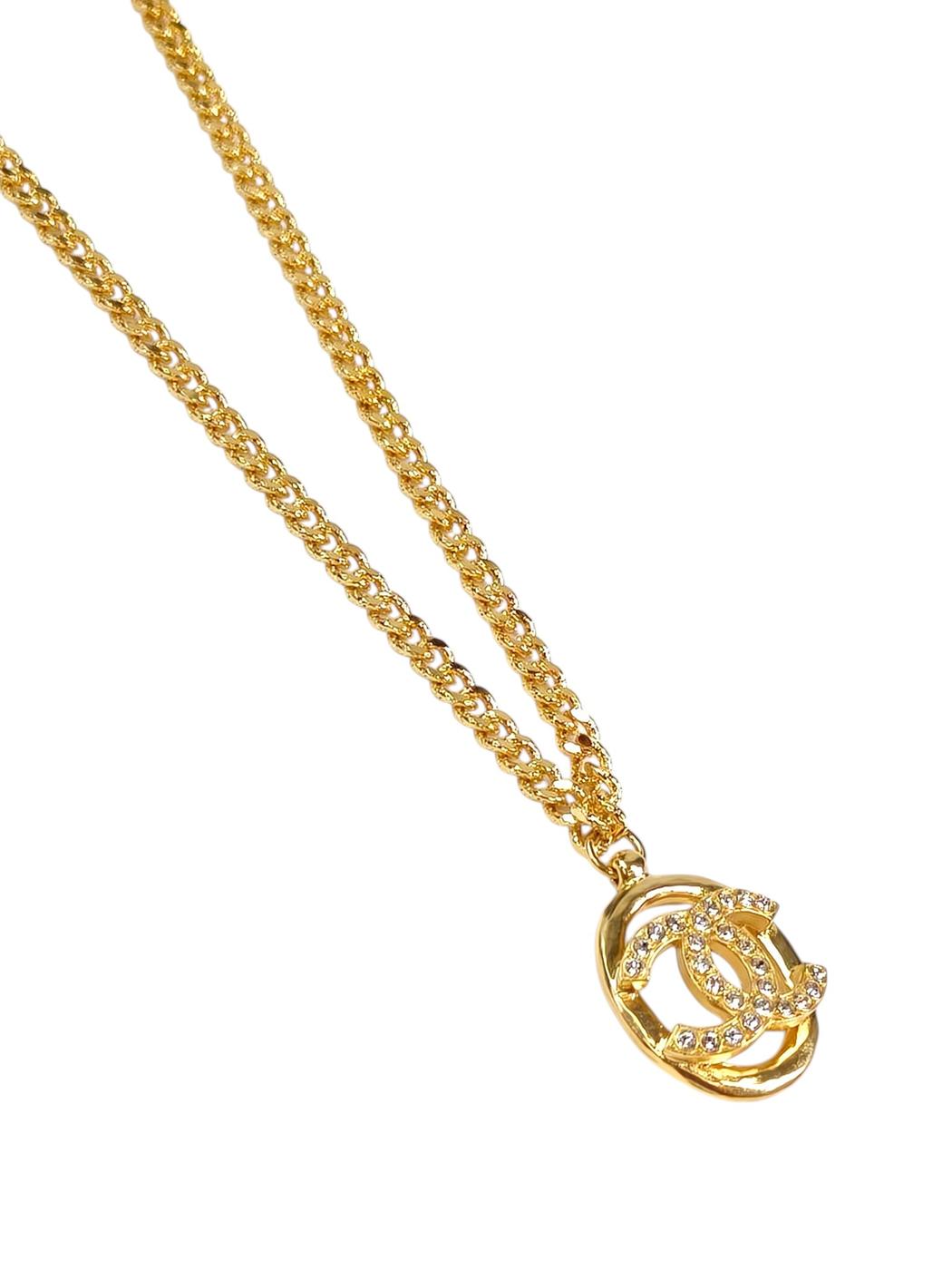 CHANEL シャネル ラウンド ラインストーン ココマーク ネックレス ゴールド 管理番号：11618