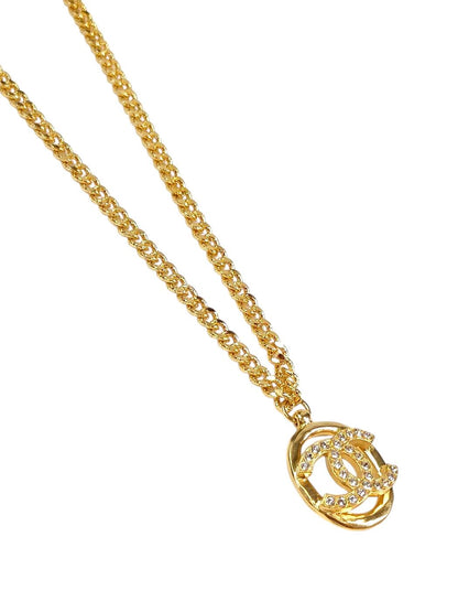 CHANEL シャネル ラウンド ラインストーン ココマーク ネックレス ゴールド 管理番号：11618