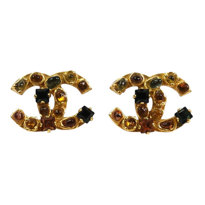 CHANEL シャネル ココマーク カラフルストーン 2001年製 ピアス ゴールド  管理番号：11632