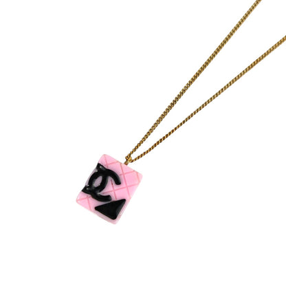 CHANEL シャネル カンボンライン ココマーク スクエア 2005年製 ネックレス ピンク 管理番号：11649