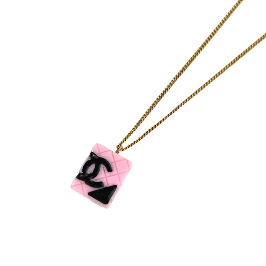CHANEL Cambon Line Coco Mark Square 2005 Necklace Pink Control Number: 11649