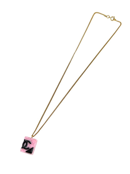 CHANEL シャネル カンボンライン ココマーク スクエア 2005年製 ネックレス ピンク 管理番号：11649