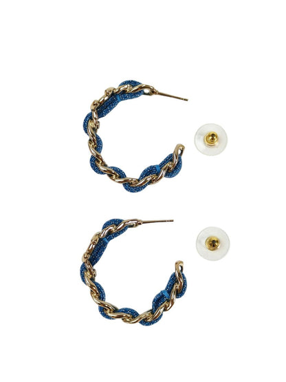 CHANEL シャネル ココマーク付き フープピアス デニム×ゴールド 管理番号：11652