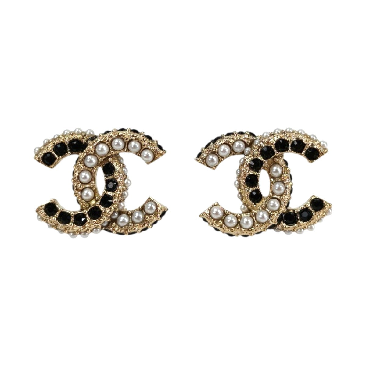CHANEL シャネル ココマーク フェイクパール ピアス ホワイト×ブラック×ゴールド 管理番号：11658