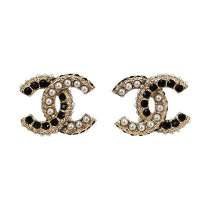 CHANEL シャネル ココマーク フェイクパール ピアス ホワイト×ブラック×ゴールド 管理番号：11658